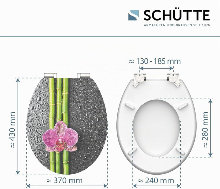 SCHÜTTE WC-Sitz Holzkern HG ASIA, Hochglanz Toilettensitz mit Absenkautomatik, passend für alle hand
