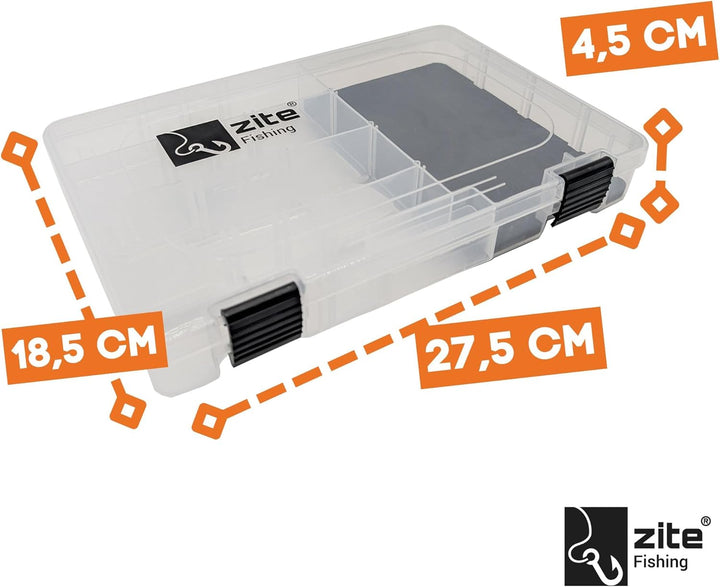 Zite Fishing Köderbox Angeln Set für Jigs & Kunstköder 3 STK | Flache Sortierbox mit EVA-Schaumeinla