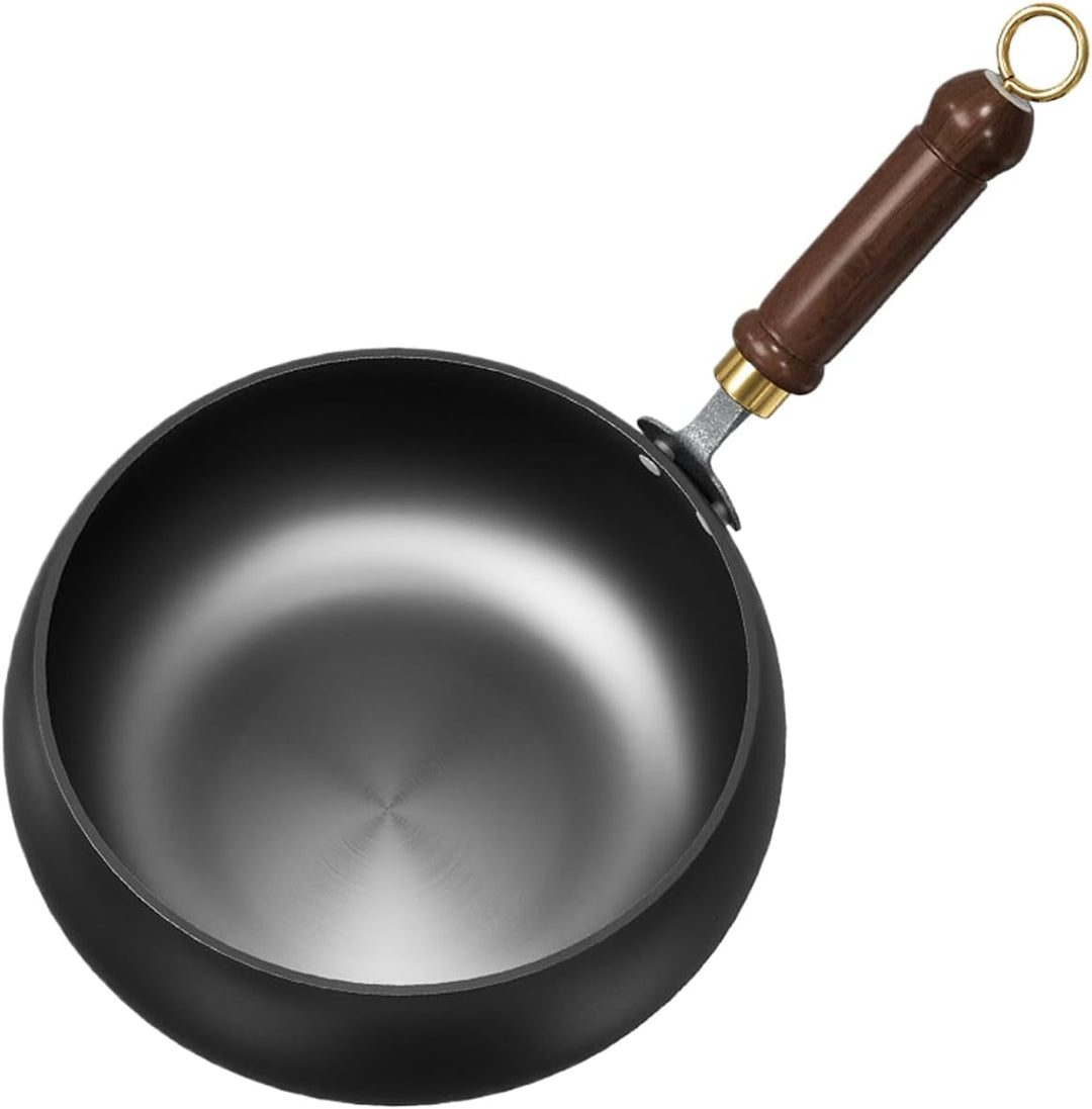 DWCBVJQ Big Belly Pot 28 Cm Koch Wok Pfannen Hitzebeständige Wokpfanne Holzgriff Handgefertigte Eise
