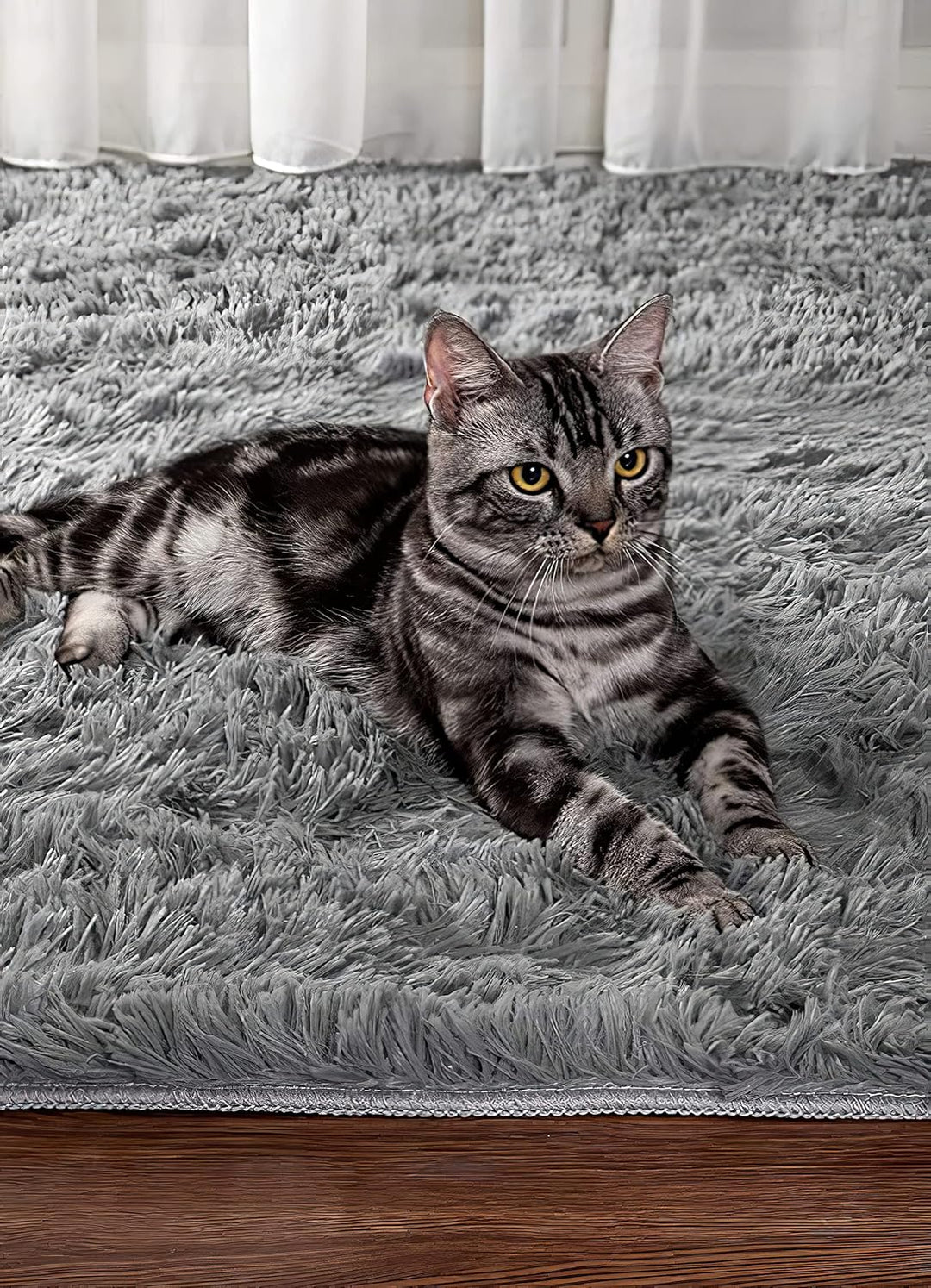 VOFUSHON Wohnzimmer Hochflor Teppich,Shaggy Flur Läufer Teppich Modern Flauschiger Weich Teppich Gro