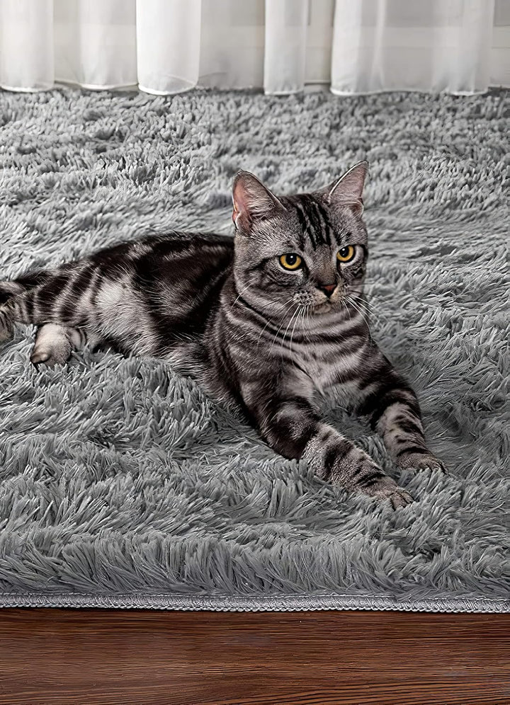 VOFUSHON Wohnzimmer Hochflor Teppich,Shaggy Flur Läufer Teppich Modern Flauschiger Weich Teppich Gro