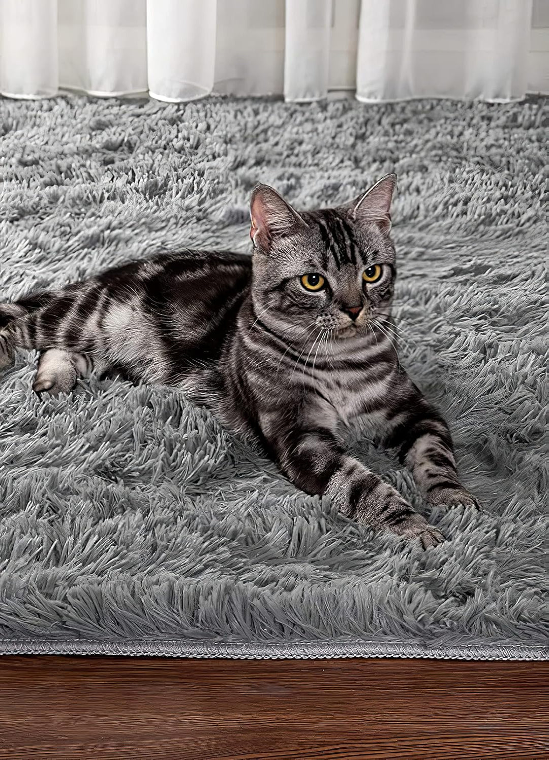 VOFUSHON Wohnzimmer Hochflor Teppich,Shaggy Flur Läufer Teppich Modern Flauschiger Weich Teppich Gro