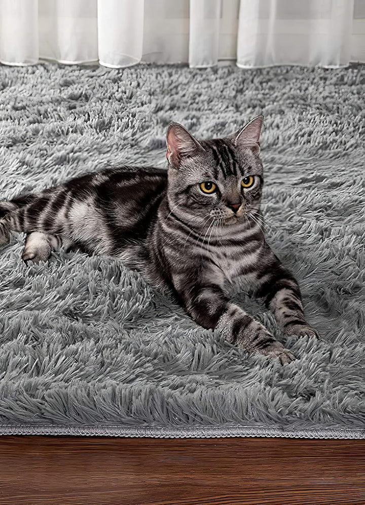 VOFUSHON Wohnzimmer Hochflor Teppich,Shaggy Flur Läufer Teppich Modern Flauschiger Weich Teppich Gro