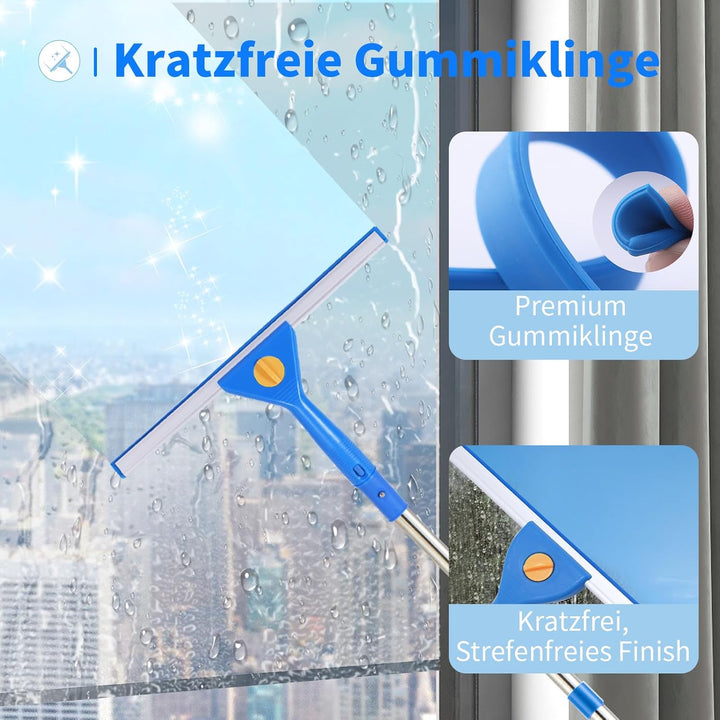 1,5m Fensterreiniger mit Langem Griff, 35cm Fensterabzieher und 38cm Fensterwischer als Kombi-Set, P