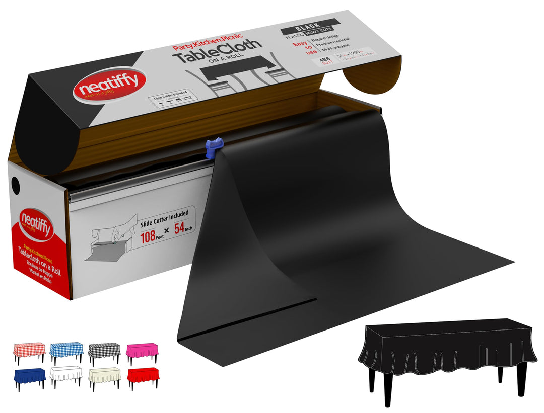 Neatiffy 137 cm x 30 m Einweg-Tischdecke aus Kunststoff, für Party/Bankett, Tischdecken für rechteck