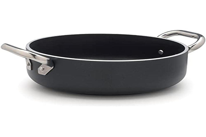 Töpfe Agnelli Alblack Bratentopf, Aluminium, Dicke 5 mm, 10 mm Induktions Fund, schwarz, 28 cm, 28 c