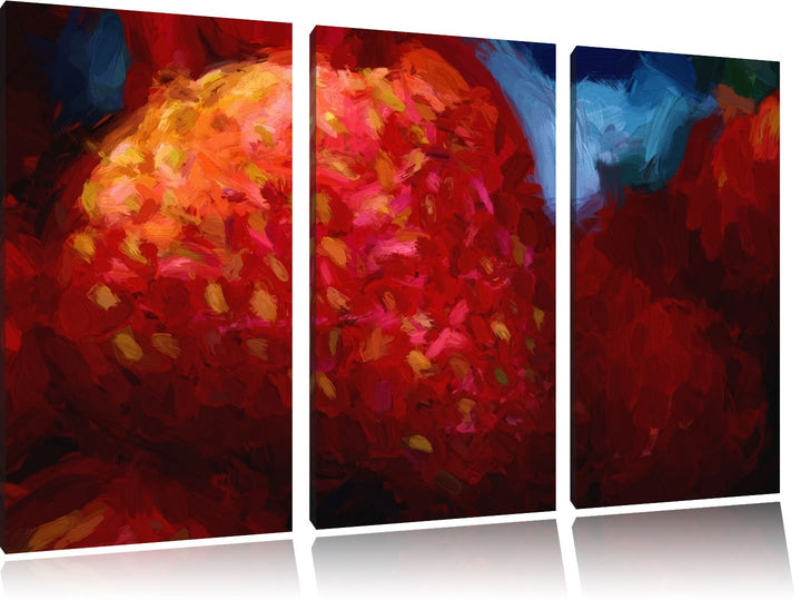 reife Erdbeeren Spezial 3-Teiler Leinwandbild 120x80 Bild auf Leinwand, XXL riesige Bilder fertig ge