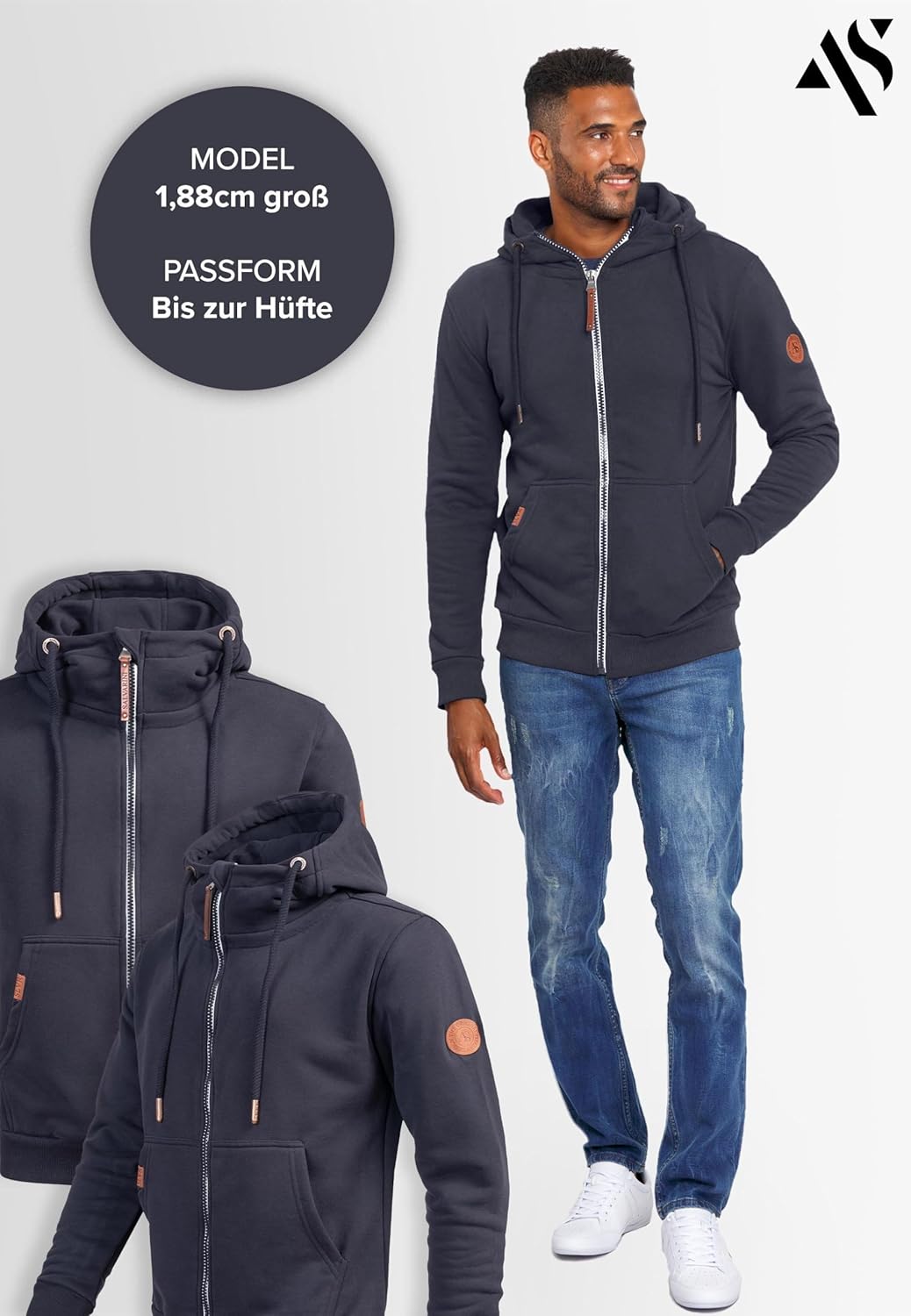 ALESSANDRO SALVARINI Herren Sweatjacke (S-3XL) mit Kapuze - Leicht, Atmungsaktiv, Kapuzenpullover mi