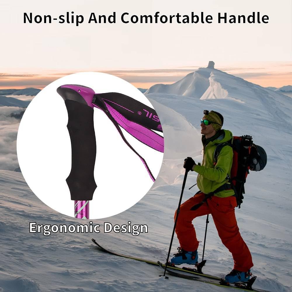 HOVIN Walking Stöcke Damen,Wanderstöcke Faltbar 105-125cm,Trekkingstöcke mit Gummipuffers für Trekki