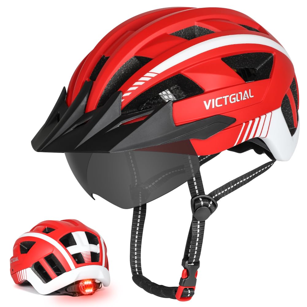 VICTGOAL Fahrradhelm MTB Mountainbike Helm mit magnetischem Visier Abnehmbarer Sonnenschutzkappe und
