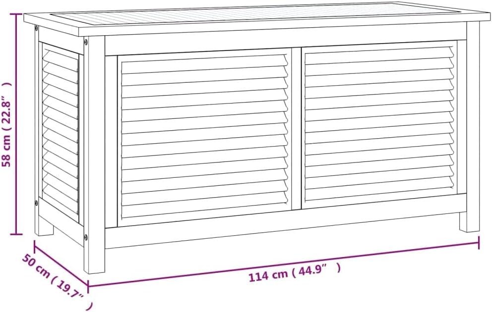 vidaXL Gartenbox mit Beutel 114x50x58 cm Massivholz Teak 114 x 50 x 58 cm, 114 x 50 x 58 cm