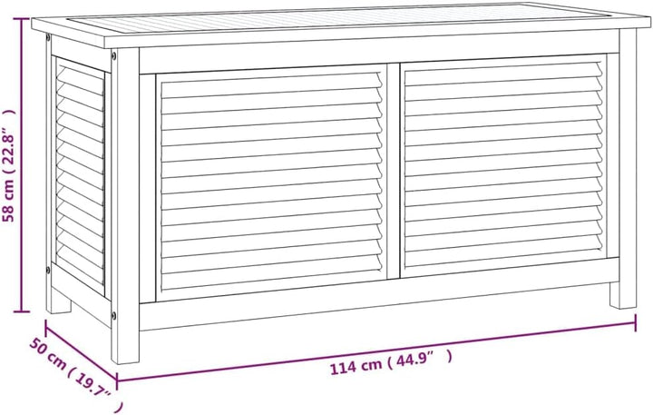 vidaXL Gartenbox mit Beutel 114x50x58 cm Massivholz Teak 114 x 50 x 58 cm, 114 x 50 x 58 cm