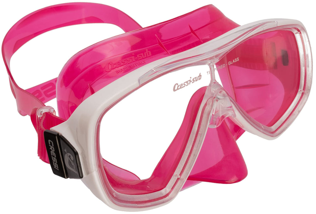 Cressi Schnorchelmaske für Erwachsene, 1 Linse, hervorragende Aussicht, hergestellt in Italien Pink/