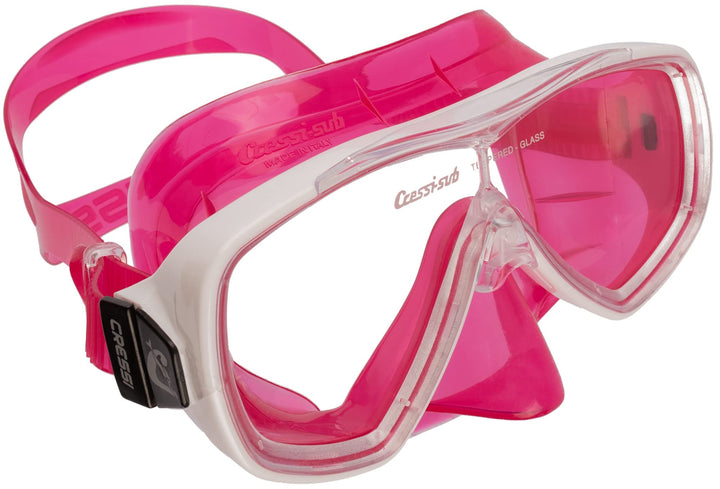 Cressi Schnorchelmaske für Erwachsene, 1 Linse, hervorragende Aussicht, hergestellt in Italien Pink/