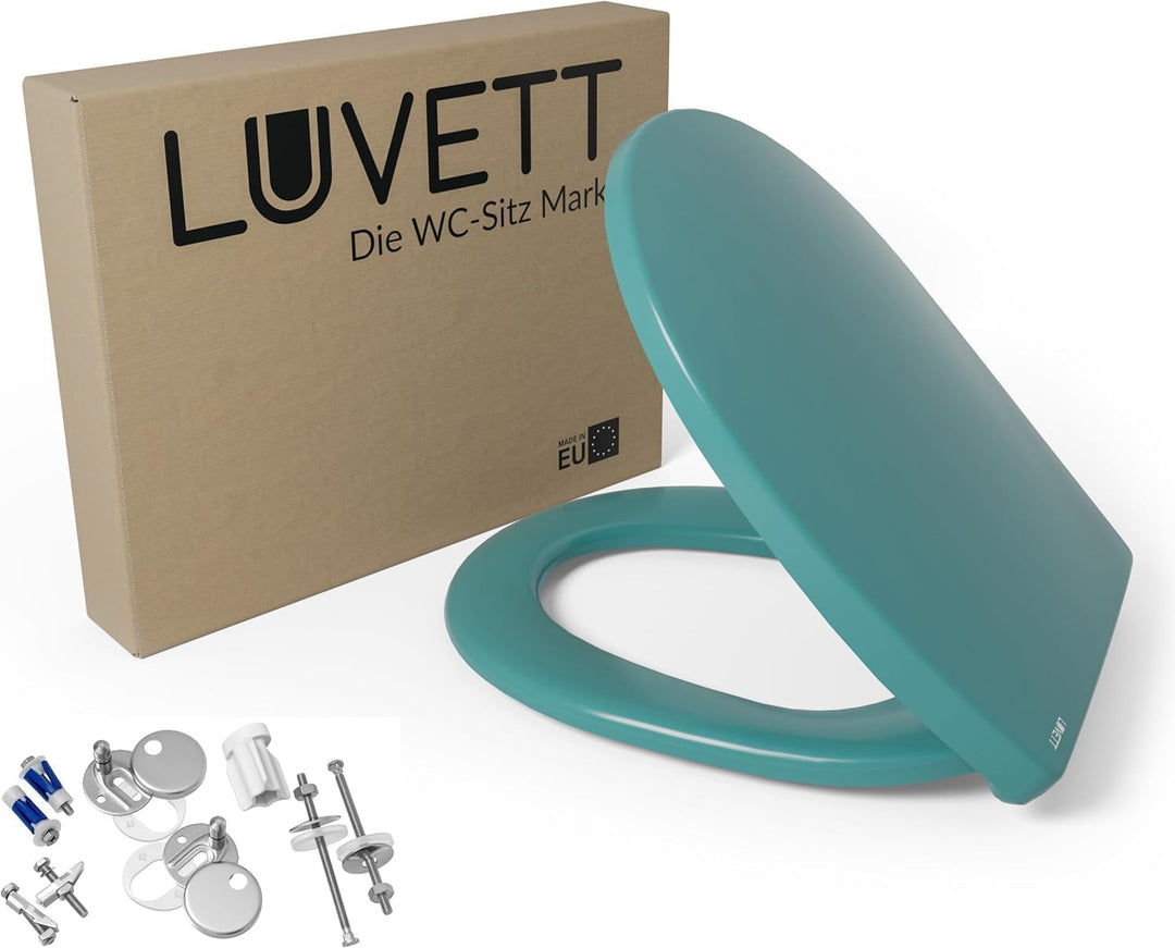 LUVETT® WC-Sitz mit Absenkautomatik C100 oval universell, Toilettendeckel mit 3 Edelstahl Montagelös