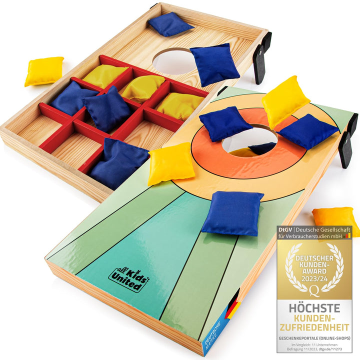 all Kids United® Mini Cornhole-Spiel für Kinder; Indoor & Outdoor Geschicklichkeitsspiel mit Sandsäc