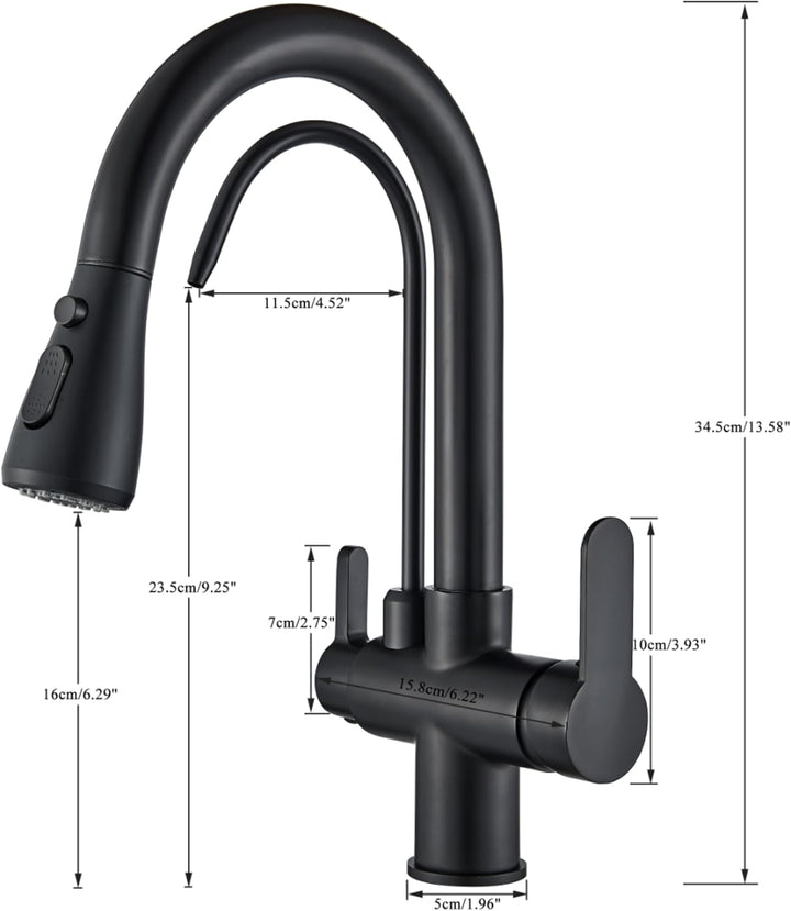 Ari 3-Wege Küchenarmatur Mit Ausziehbarer Brause Wasserhahn Küche Spültischarmatur Mischbatterie Gra