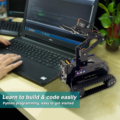 Adeept RaspTank WiFi Wireless Smart Robot Car Kit für Raspberry Pi 4/3 Modell B+/B, Panzerroboter mi