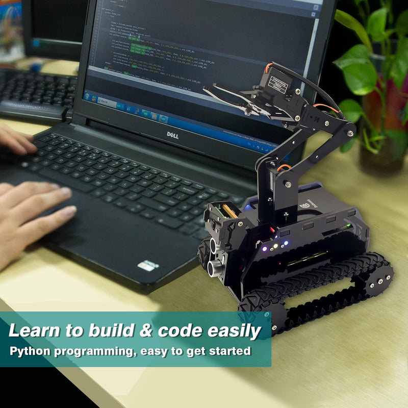 Adeept RaspTank WiFi Wireless Smart Robot Car Kit für Raspberry Pi 4/3 Modell B+/B, Panzerroboter mi