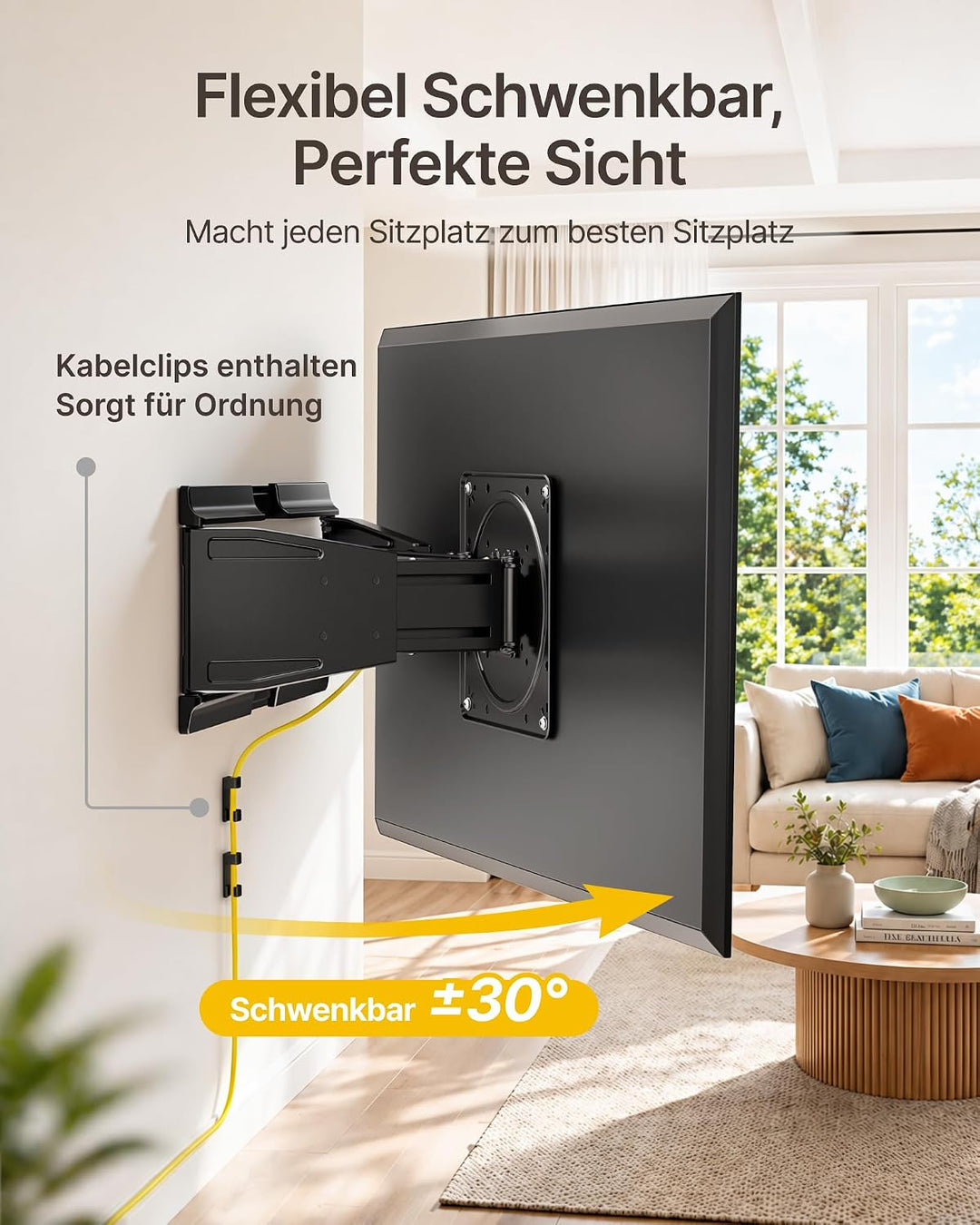 monTEK Ultra Slim TV Wandhalterung 23-43 Zoll bis 45kg, Max VESA 200x200mm | 1.1" Dünne, Ausziehbar,