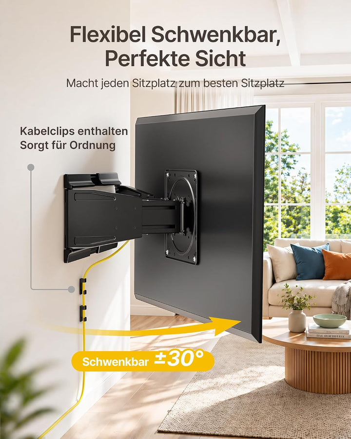 monTEK Ultra Slim TV Wandhalterung 23-43 Zoll bis 45kg, Max VESA 200x200mm | 1.1" Dünne, Ausziehbar,