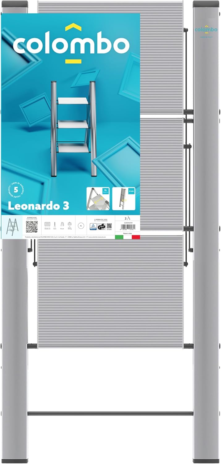 Anodized Aluminium Steps Stool Leonardo 3 Silver