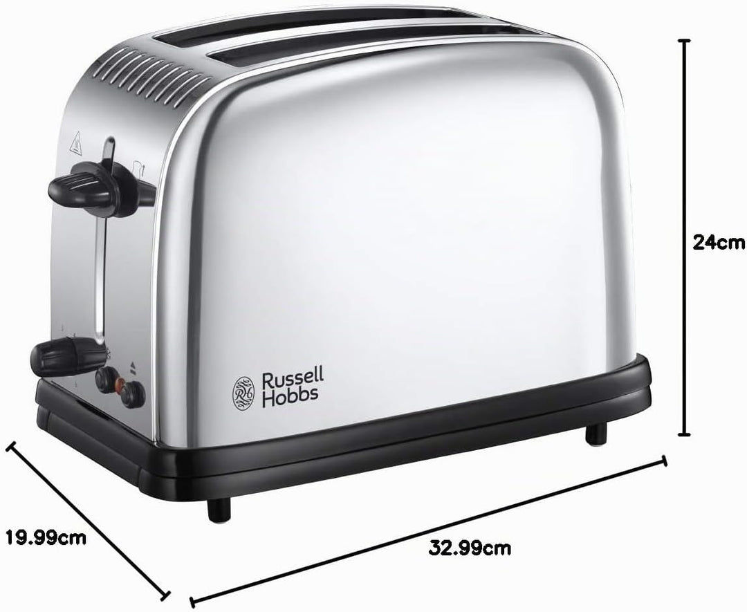 Russell Hobbs Toaster [für 2 Scheiben] Victory Edelstahl (extra breite Toastschlitze, 6 Bräunungsstu