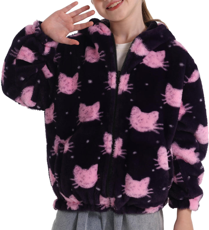 SEAUR Kuscheljacke Mädchen Flauschig Teddy-Fleece Hoodie Jacke Kinder Kuschelig Plüsch Supersoft Man