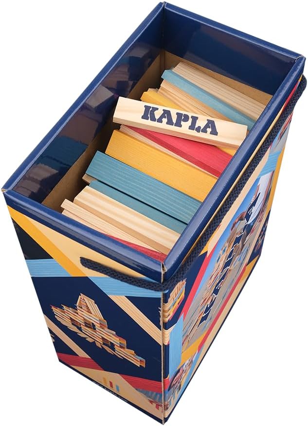 Die 200er Box Sommer von KAPLA®: 200 Plättchen aus naturbelassenem Pinienholz, Davon 140 x naturfarb