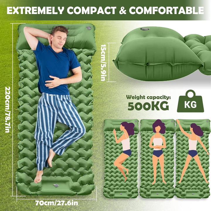 Isomatte Selbstaufblasend, 12CM Verdicktes Tragbar Camping Matratze Wasserdicht Kleines Packmass mit