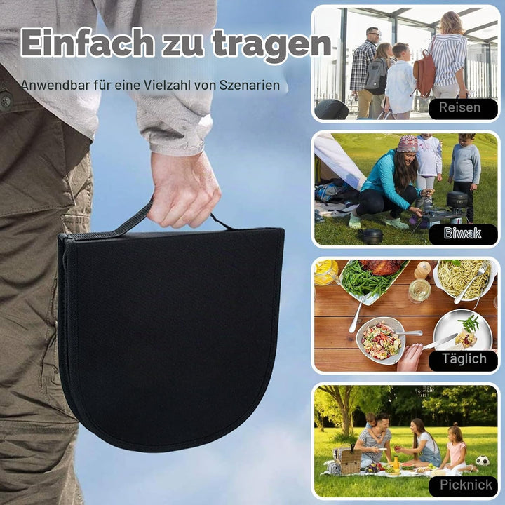 Camping Geschirr Set für 2 Personen, 10 Stück Tragbars Campingbesteck Set aus Edelstahl für Picknick