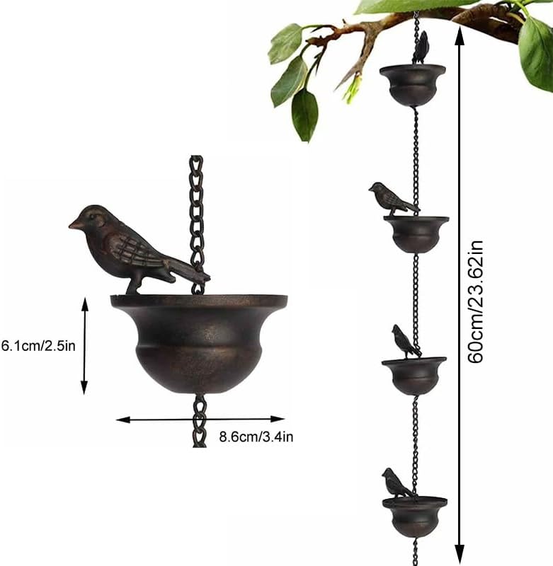 Vogel Regen Kette Metall Handwerk Garten im Freien Vogel Regen Kette Traufe Undicht Garten Retro Anh