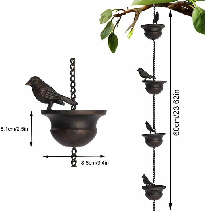 Vogel Regen Kette Metall Handwerk Garten im Freien Vogel Regen Kette Traufe Undicht Garten Retro Anh