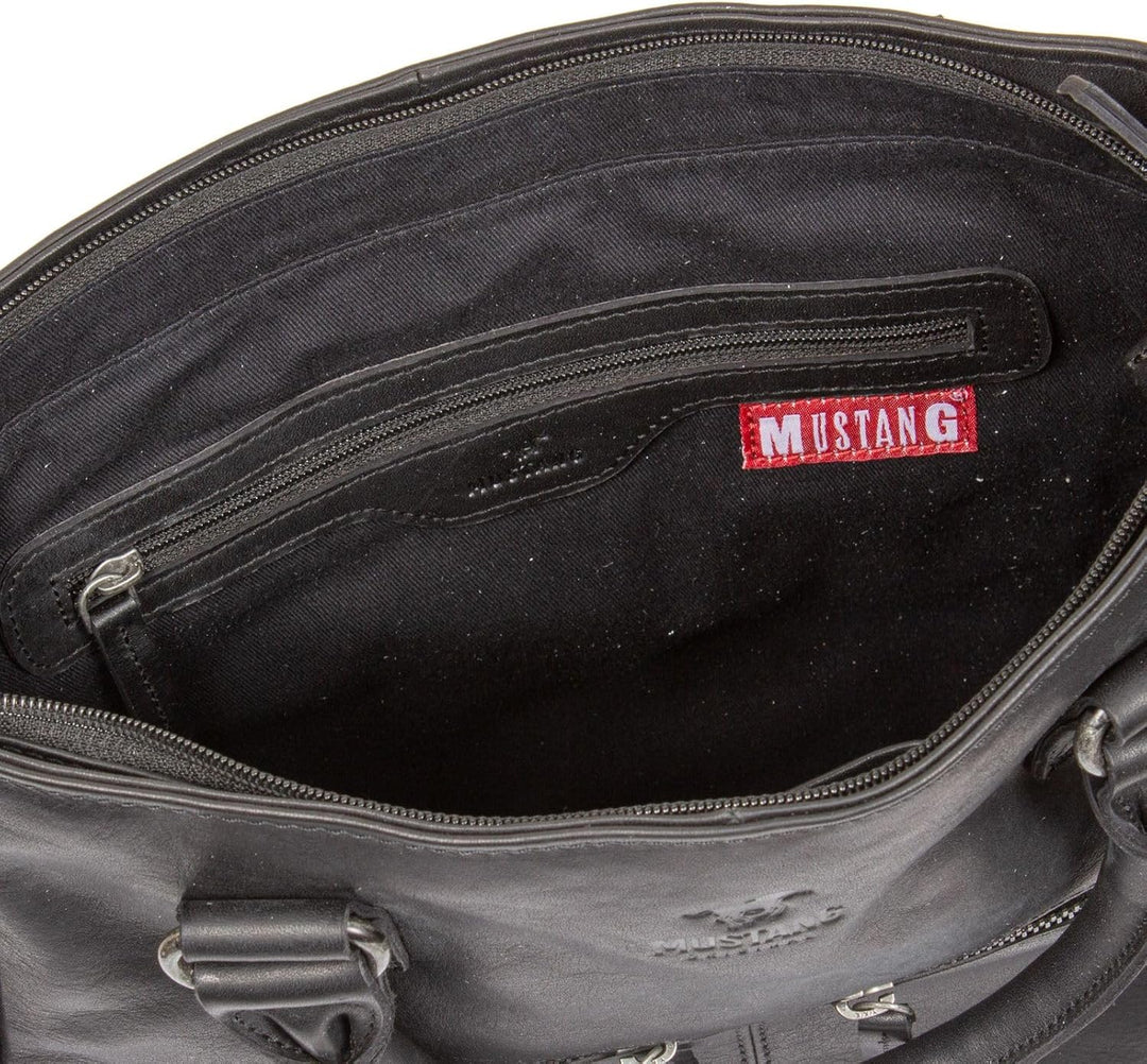 Mustang Memphis Leder Umhängetasche Shopper Schwarz