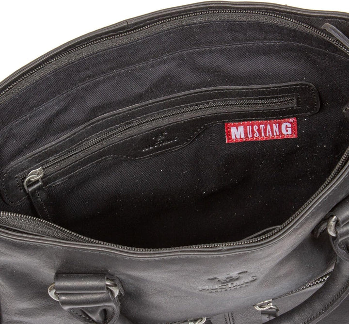 Mustang Memphis Leder Umhängetasche Shopper Schwarz