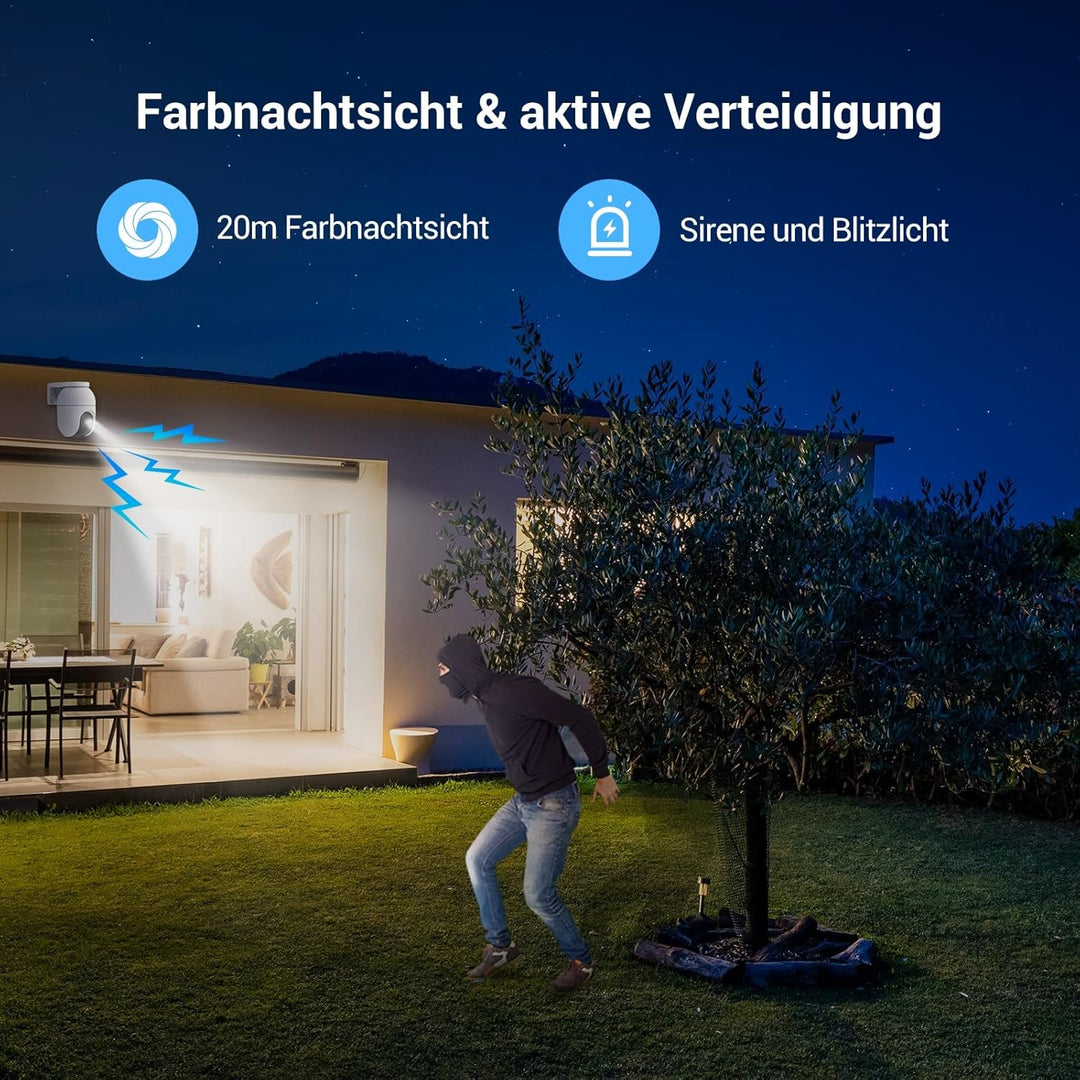 EZVIZ 4K Kamera Überwachung aussen, WLAN Pan&Tilt Camera mit Personen-/Fahrzeugerkennung, Zwei-Wege-