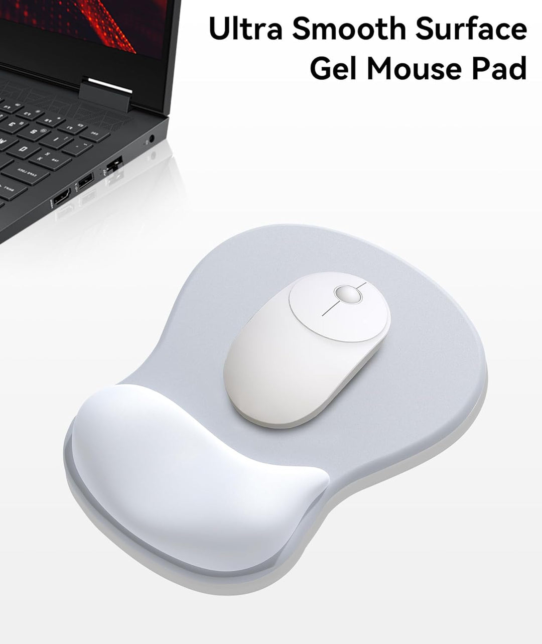 Mauspad mit Gelkissen,Ergonomisches Mousepad mit handauflage mit weichem Gelpolster,rutschfester Bas
