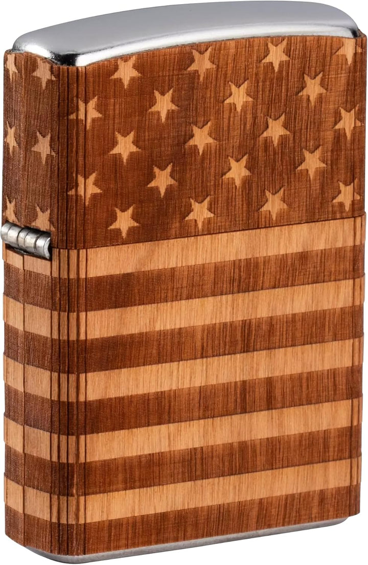 Zippo Woodchuck Taschenfeuerzeug mit USA-Flagge, Braun, Einheitsgrösse Verpackung mit Amerikanischer