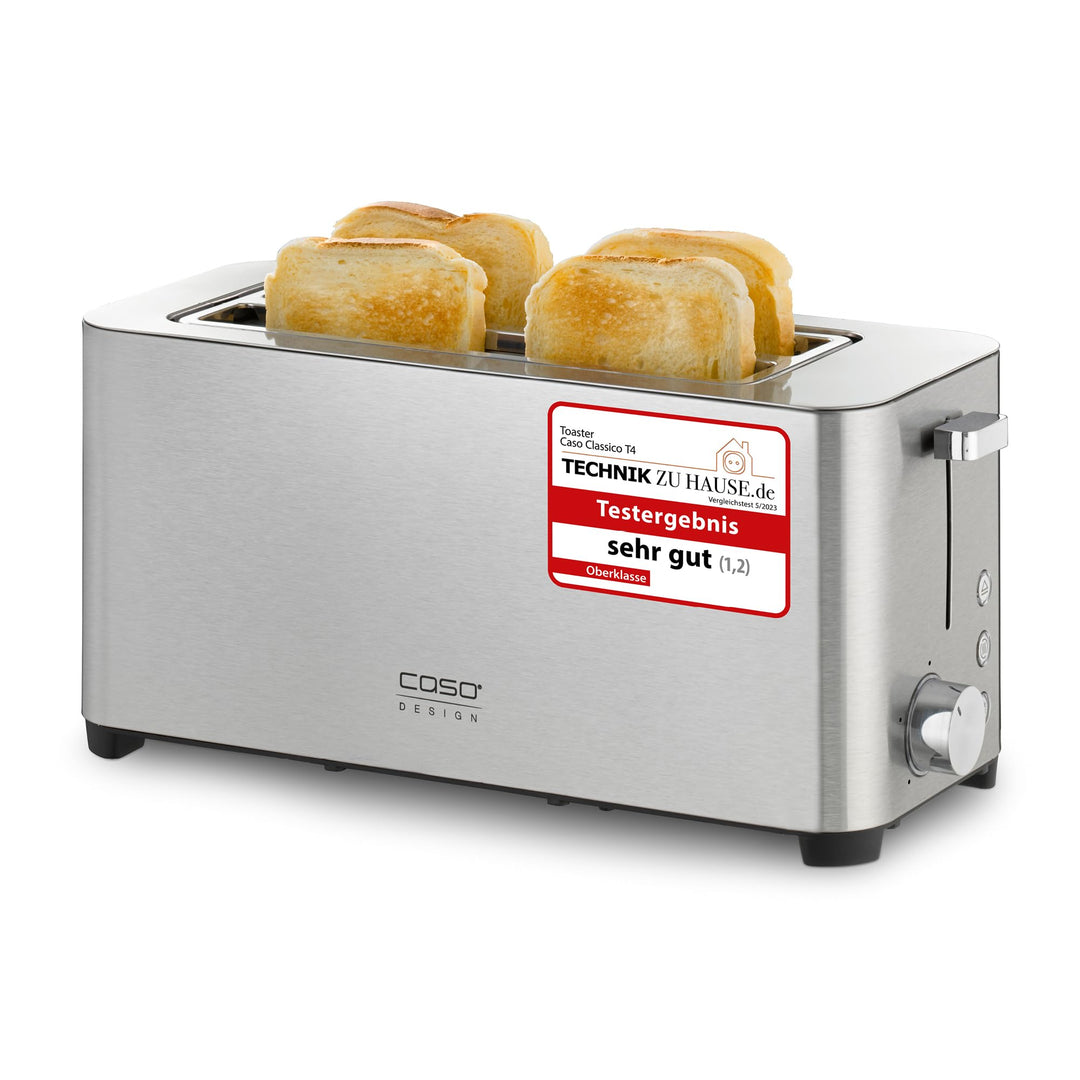 CASO Classico T 4 - Design Toaster, Testurteil: Sehr Gut, 5 Stufen, Inkl. Brötchenaufsatz, Mit zusät