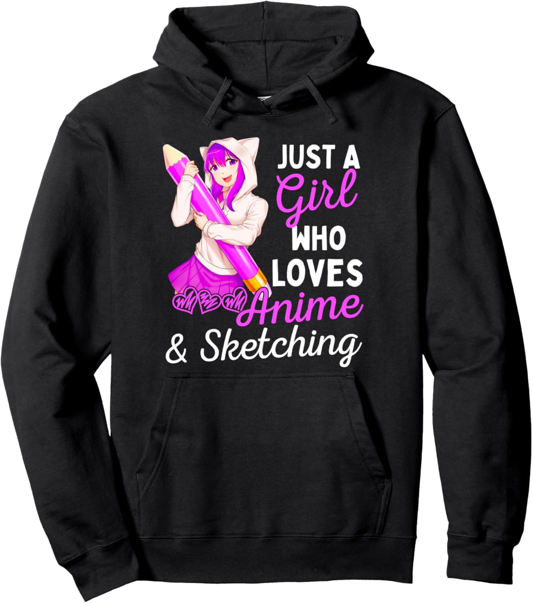 Anime Girl Nur ein Mädchen das Anime und Skizzieren Liebt Pullover Hoodie