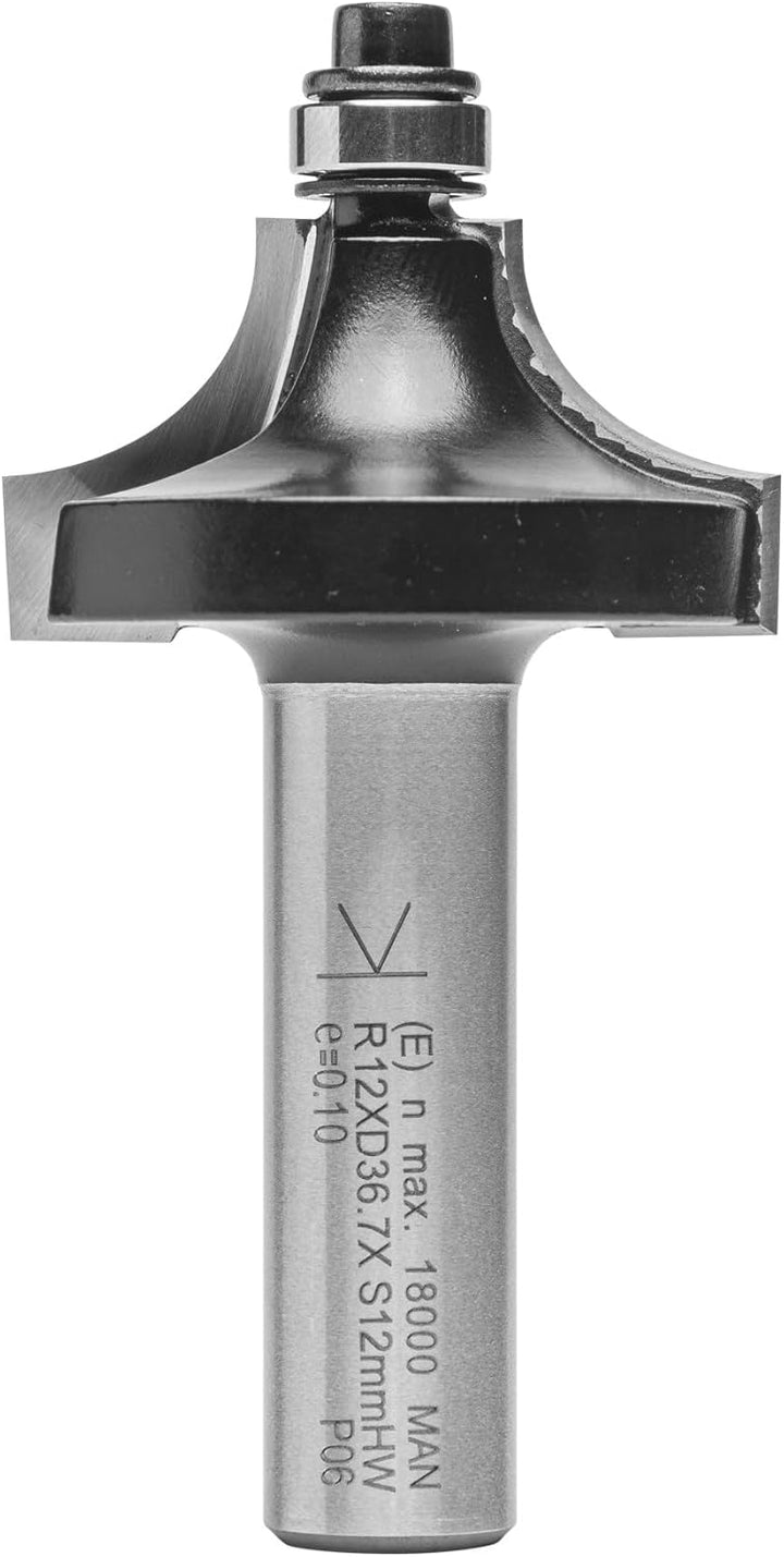 ENT 09898 Viertelstabfräser HW, Schaft (S) 12 mm, Durchmesser (D) 36,7 mm, NL 19 mm, R 12 mm, SL 40