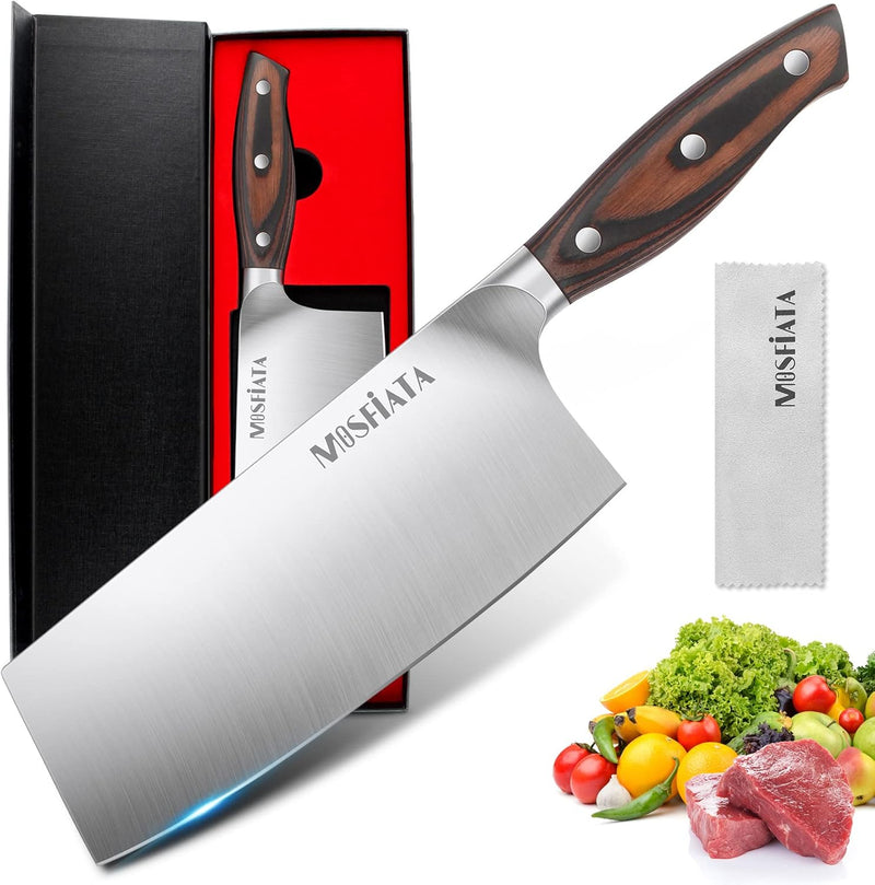 MOSFiATA Hackmesser Kochmesser Klassik Chinesches Küchenmesser 20cm Hackbeil Messer Kochmesser aus D