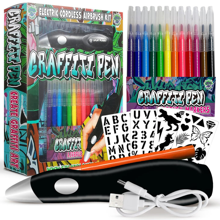 Splat Planet Graffiti Stift, Schnurlos Elektrisch Airbrush Sprühgerät Wasserfarben Sprühstift Airbru