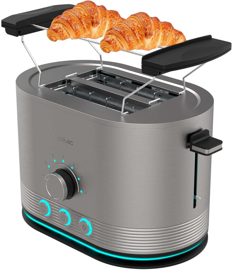 Cecotec Vertikaler Toaster aus Edelstahl mit Doppelkurzer Schlitz Shine&Toast Double. 850W, Kapazitä