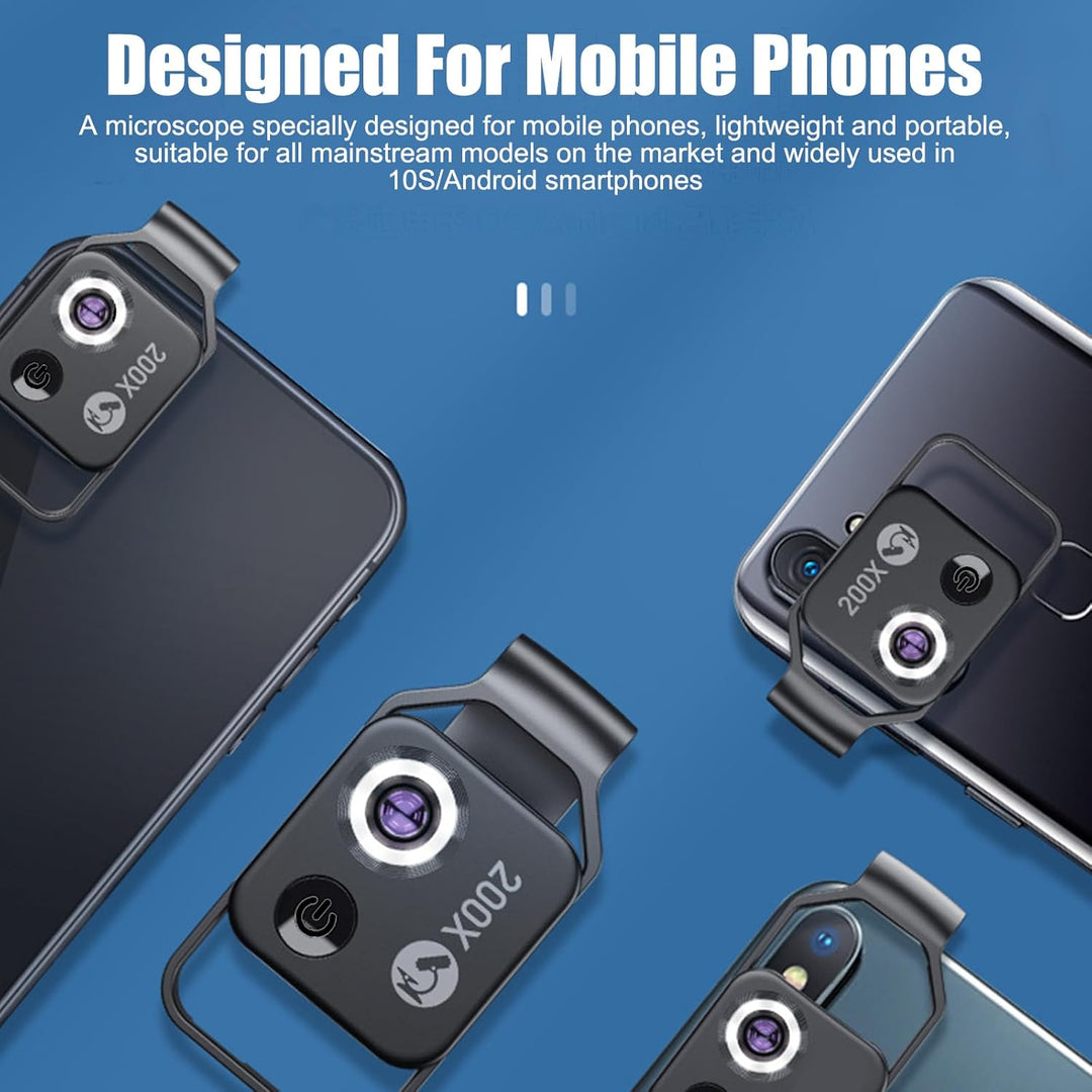 OBEST Handy Mikroskop, 200X Mini-Mikroskop für Smartphone-Kamera, Taschenmikroskop mit CPL Linse und