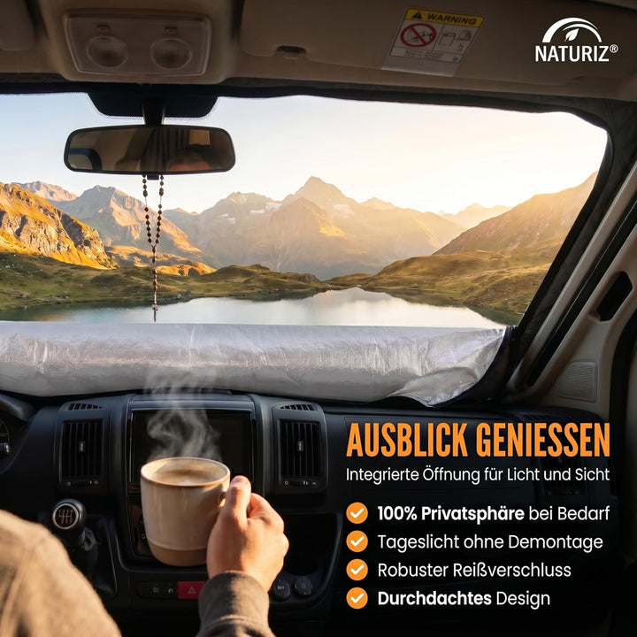 NATURIZ® Frontscheibenabdeckung Ford Transit – Premium Scheibenabdeckung - Thermomatte aussen +Sonne