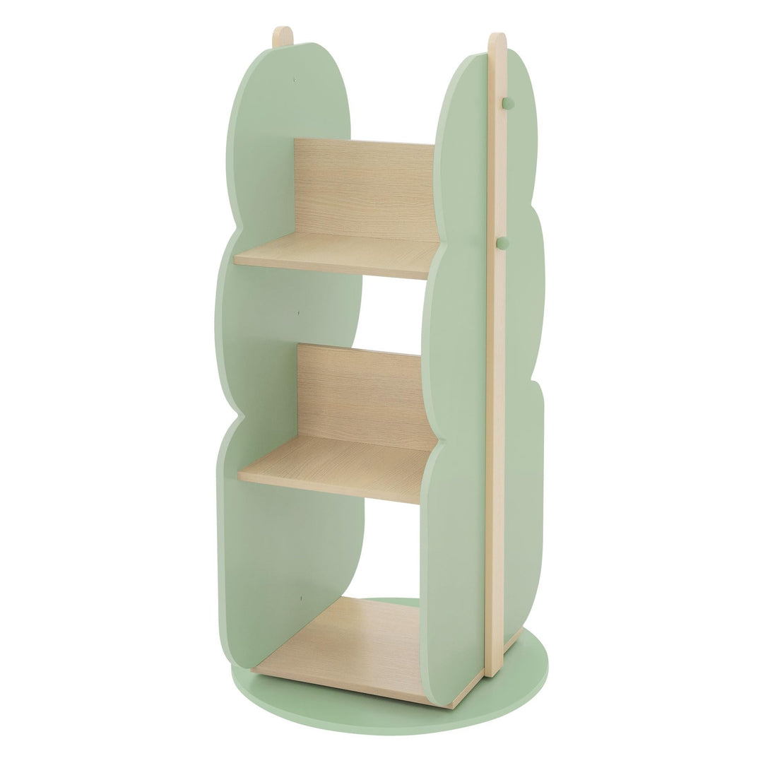 Joyz Bücherregal Kinder Baum-Form, Ø 48 x 96 cm, Grün-Natur, 2 Seitiges Kinderregal aus Holz mit 5 R