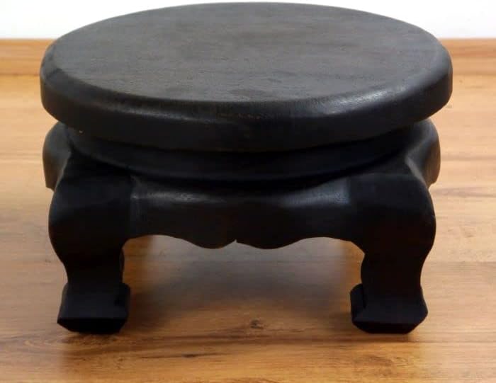 livasia Runder Opiumtisch, Beistelltisch, Massivholztisch, Couchtisch, Podest Schwarz 30cm, Schwarz