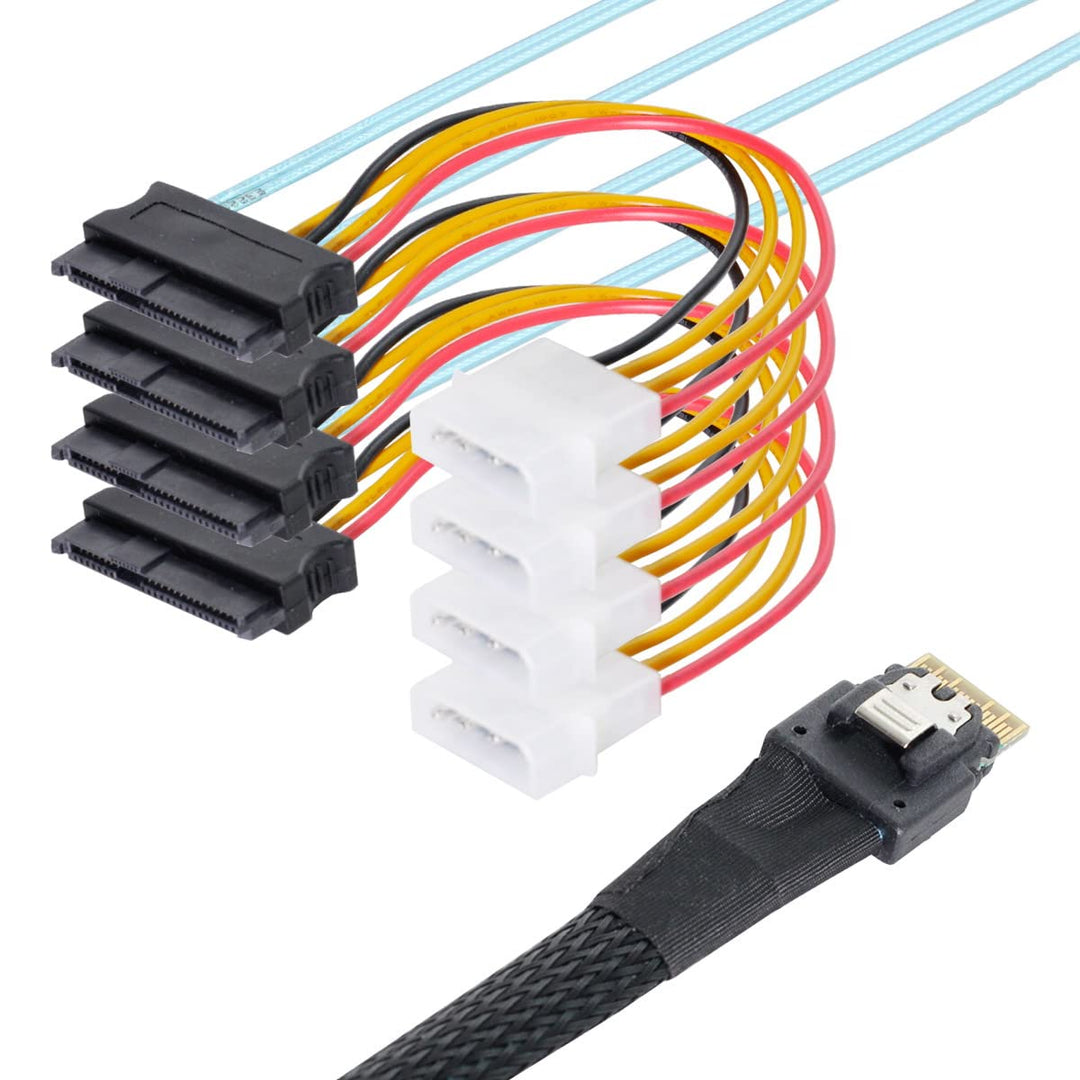 cablecc Slimline SAS 4.0 SFF-8654 4i 38-Pin-Host auf 4 SAS 29-Pin SFF-8654 Target Hard Disk Fanout R