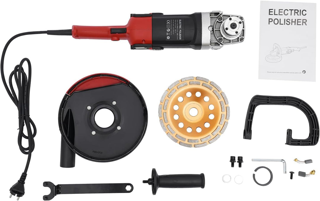 Betonschleifer Set Trockenbauschleifer mit 6 Geschwindigkeiten,Ø 180mm Diamantschleiftopf,Dustless W